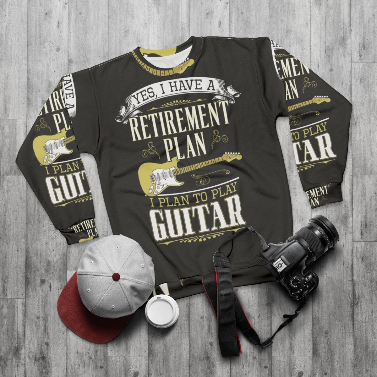 Vintage Guitar Retirement Plan Sweatshirt - flat lay