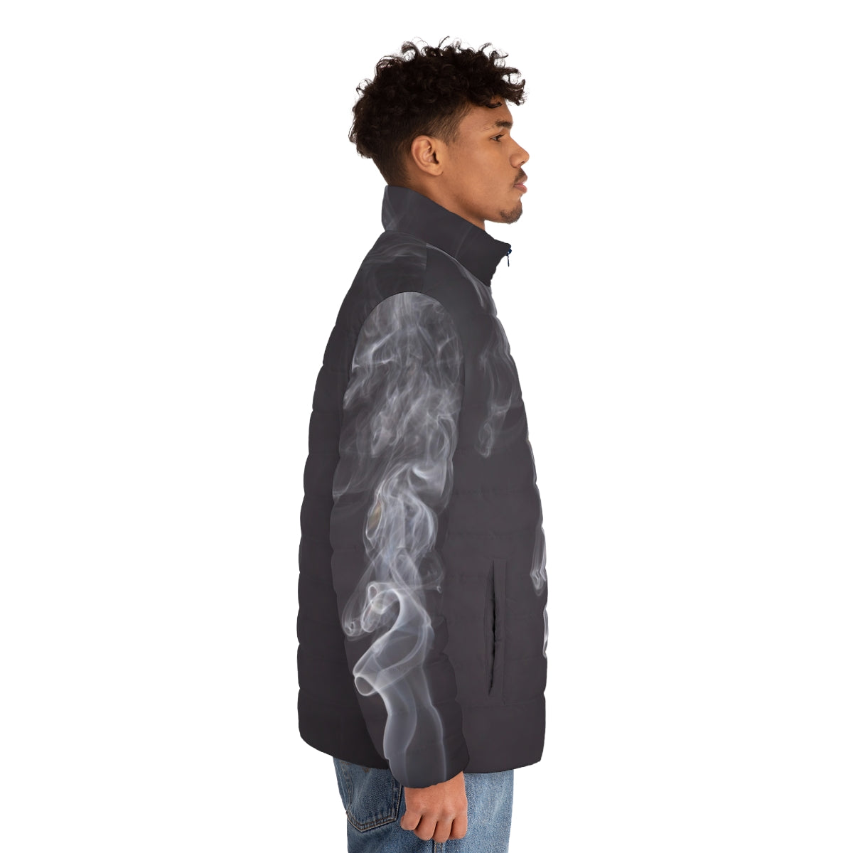 Smoke-patterned minimalist puffer jacket - men side right