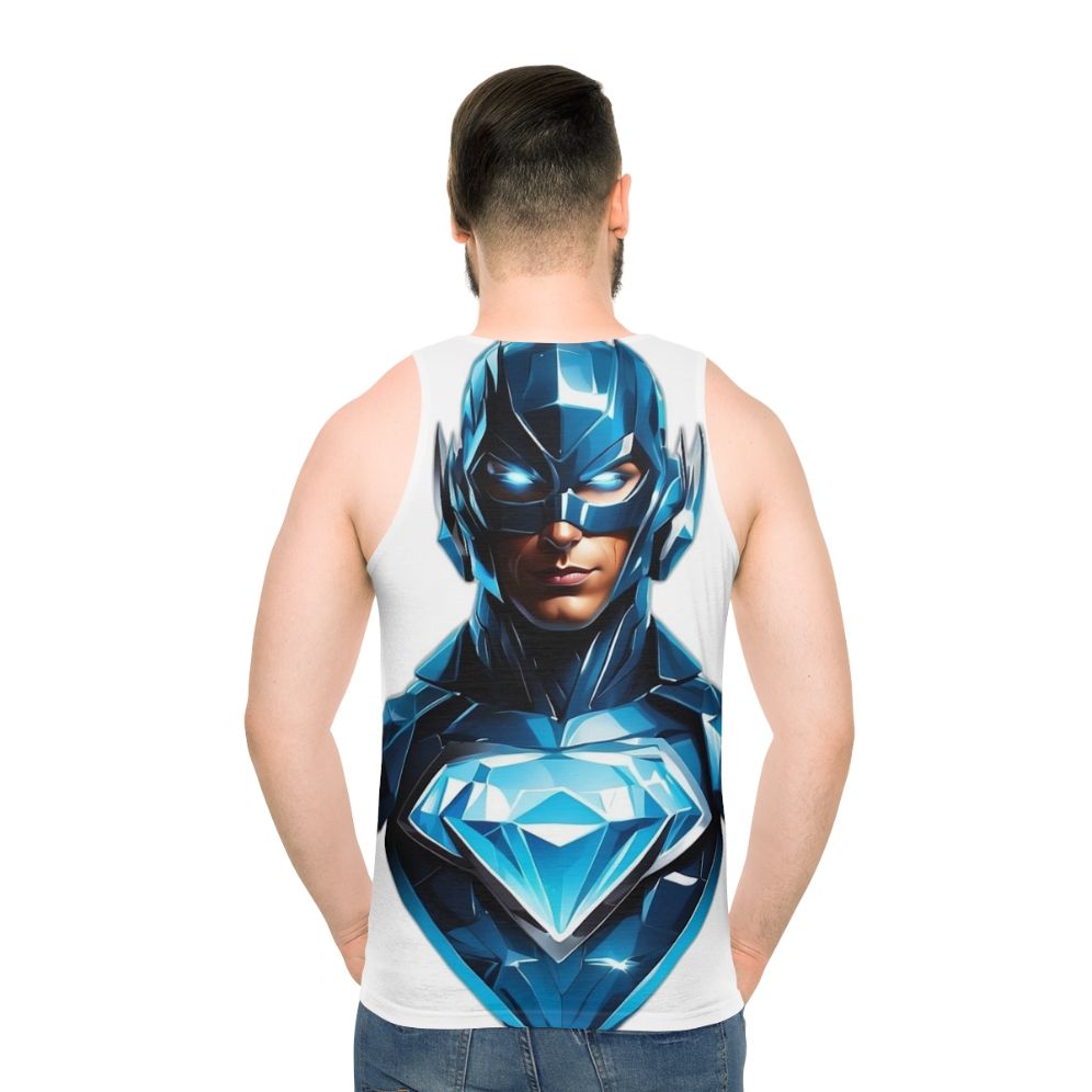 Superhero Unisex Tank Top with Glowing Diamond Logo - men back