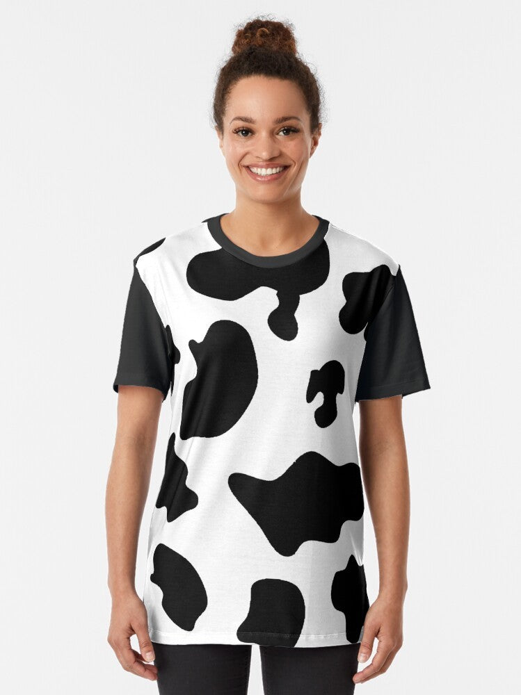 Cow pattern spots animal print graphic design on a t-shirt - Women