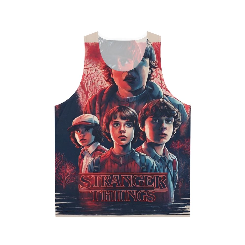 Stranger Things inspired unisex tank top featuring characters and elements from the show