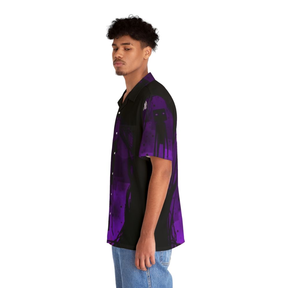 Enderman Hawaiian Shirt featuring a minimalist design for Minecraft fans - People Left