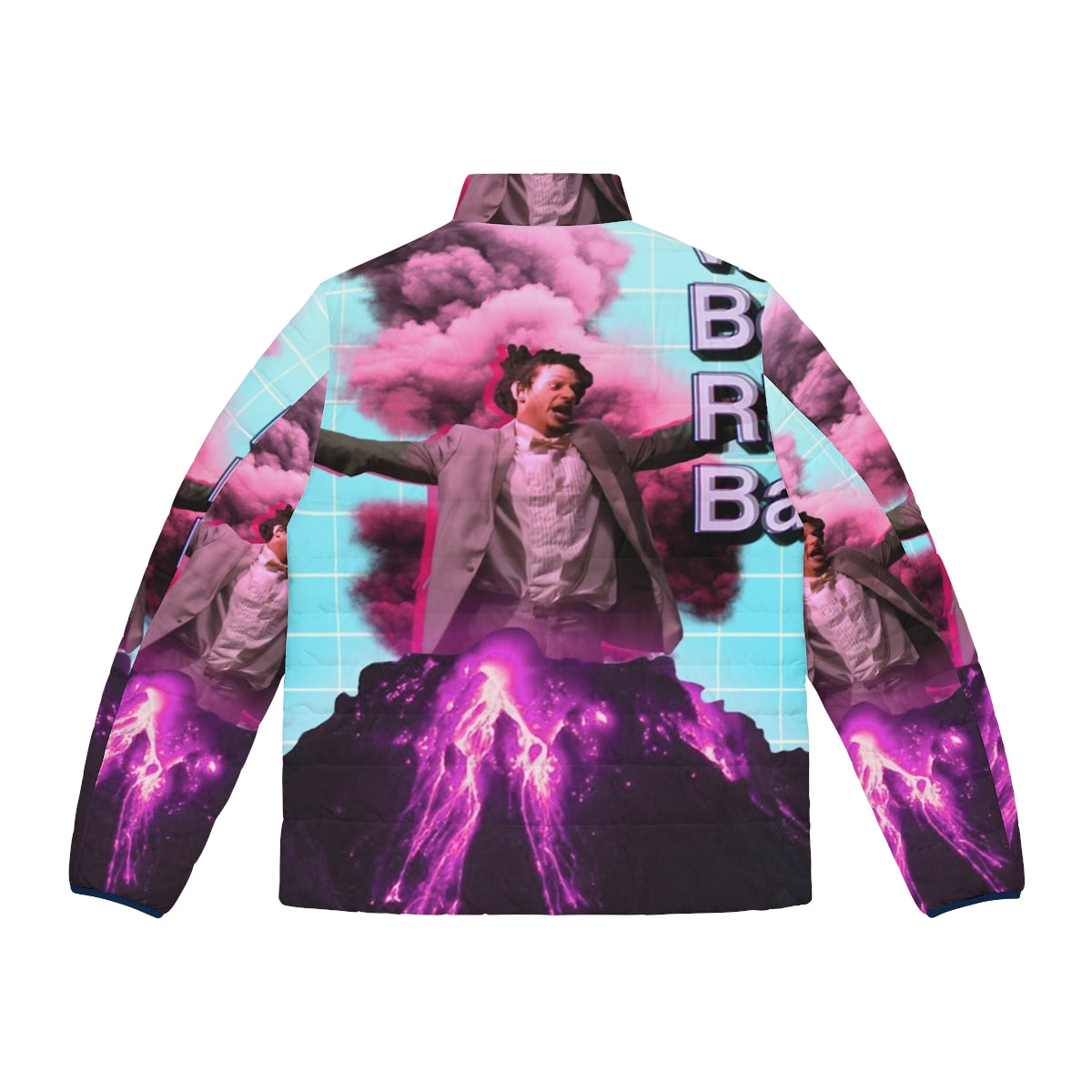 Eric Andre inspired aesthetic puffer jacket with retro vaporwave design - Back