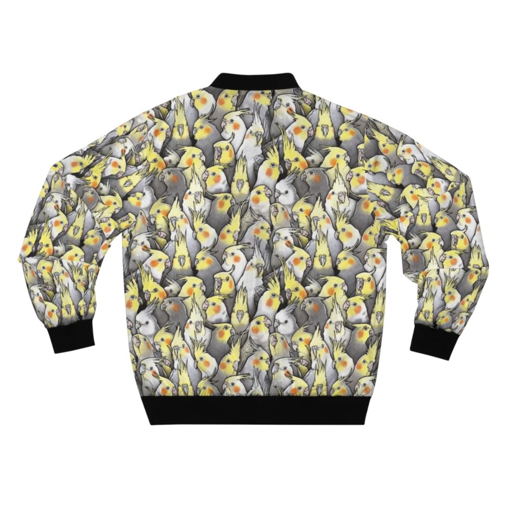 Cockatiel bird printed on a stylish bomber jacket - Back