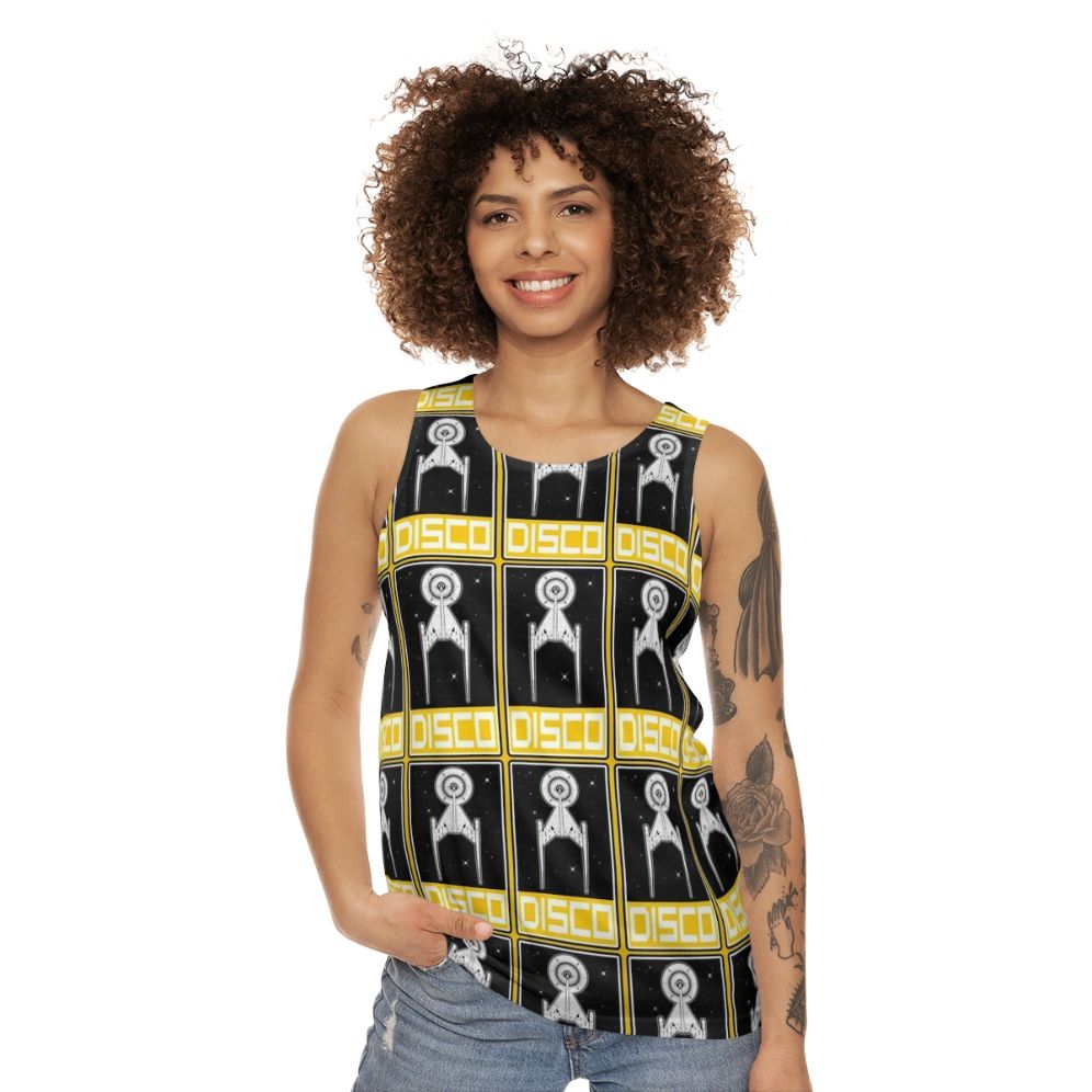 Disco Yellow Unisex Retro Sci-Fi Tank Top - women