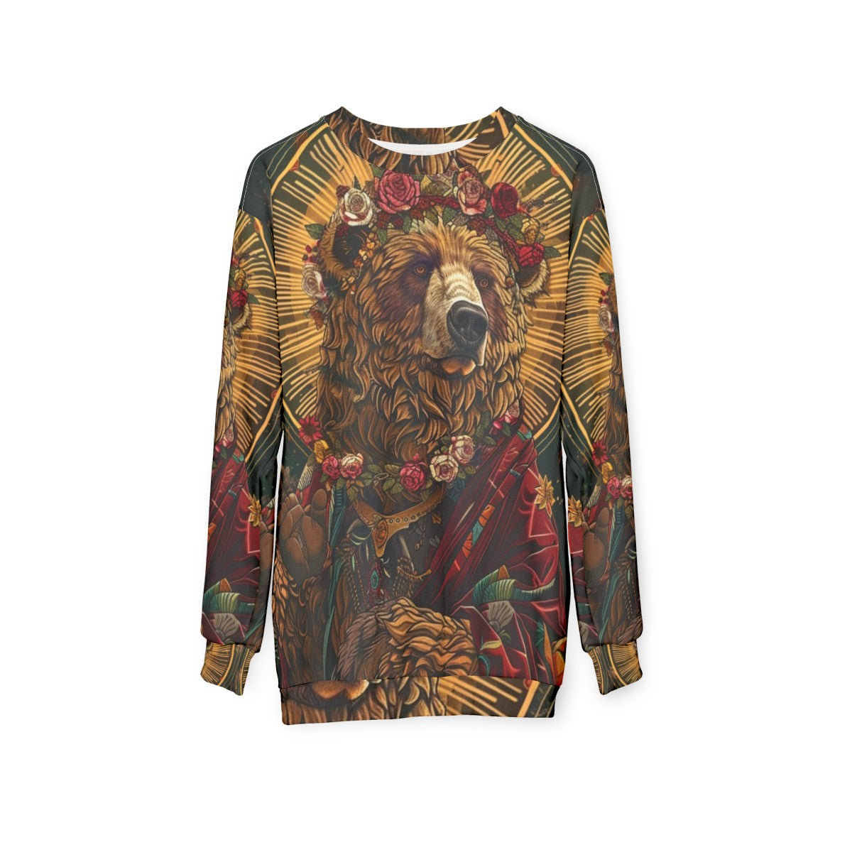 Feminist "Holy Grawl" Sweatshirt with Bear Design - hanging