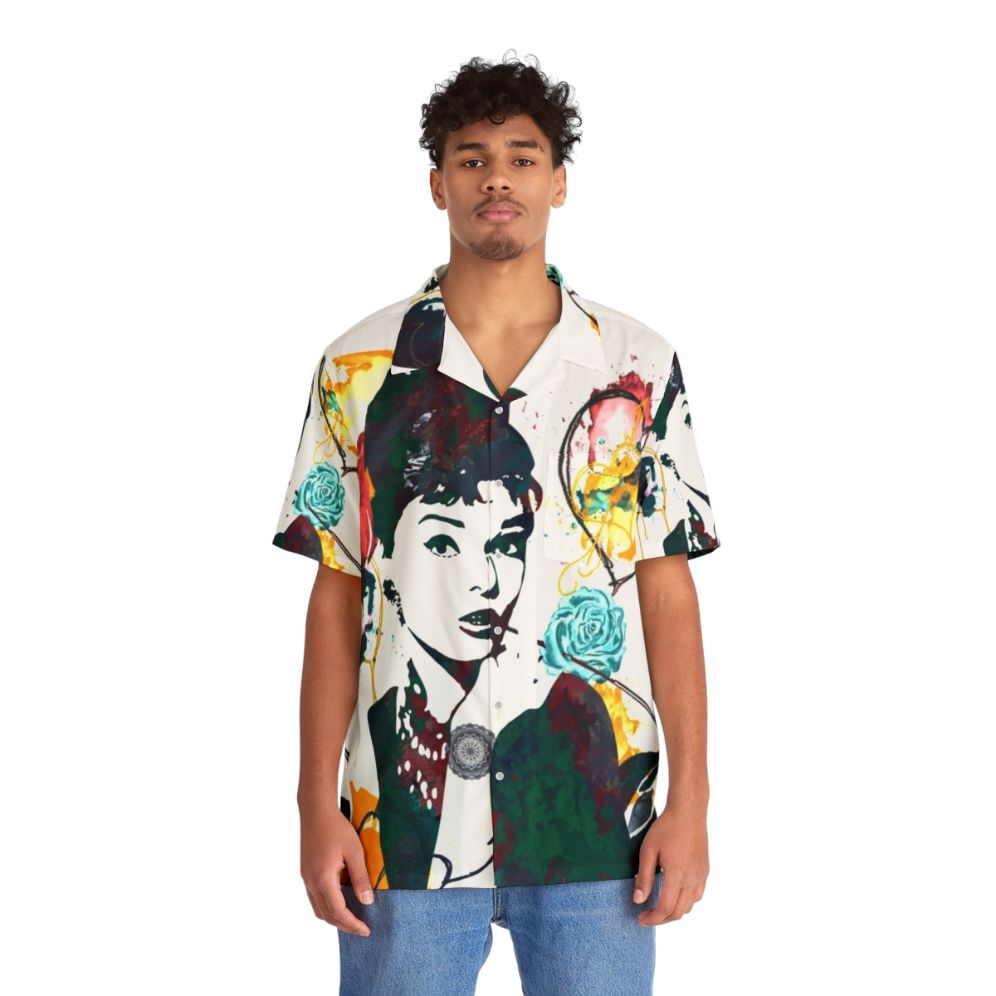 Vintage-inspired Audrey Hepburn nature colors Hawaiian shirt - People Front