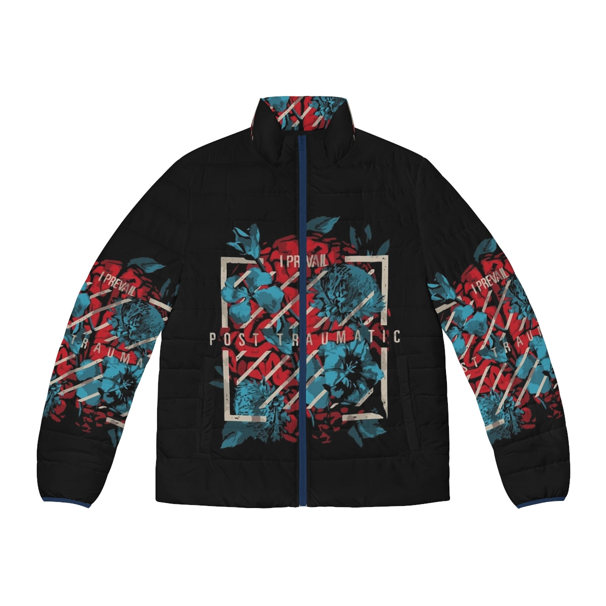 I Prevail Puffer Jacket featuring the band's logo and name