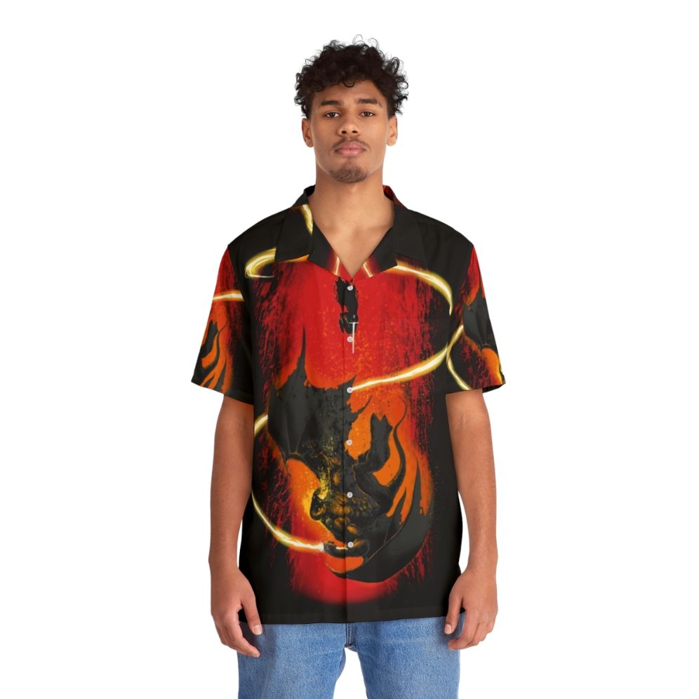 Wizard and demon themed Hawaiian shirt - People Front