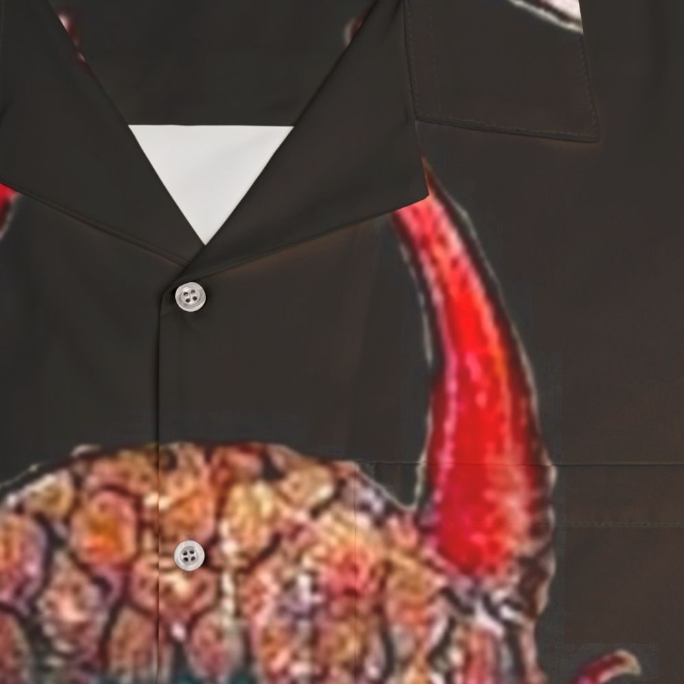 Enchanting medieval codex gigas devil themed Hawaiian shirt - Detail