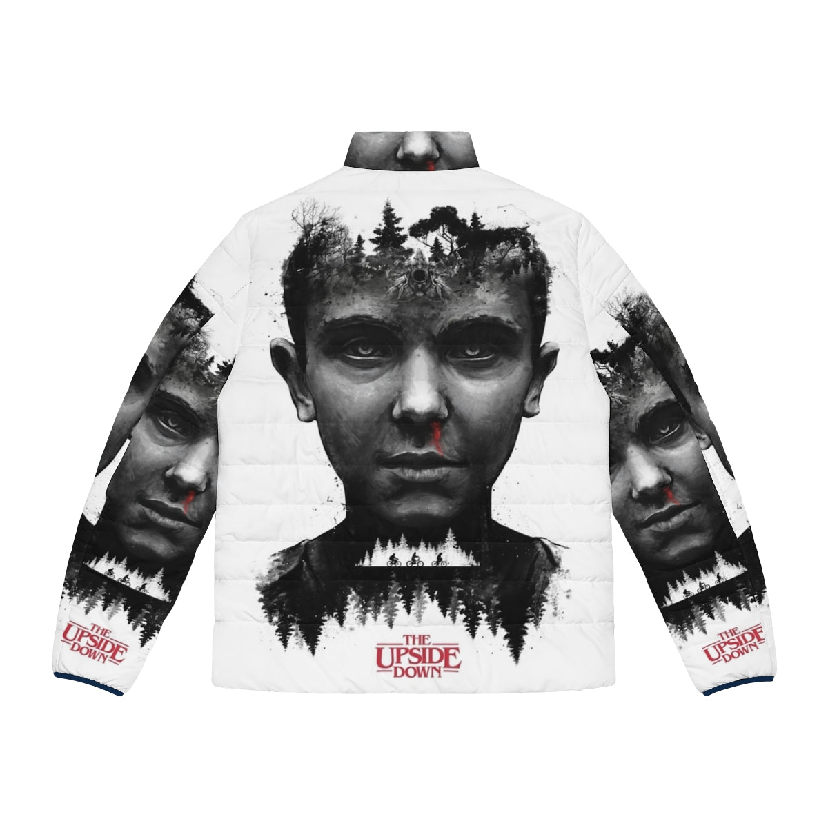 Stranger Things Eleven Surreal Puffer Jacket Art - Back