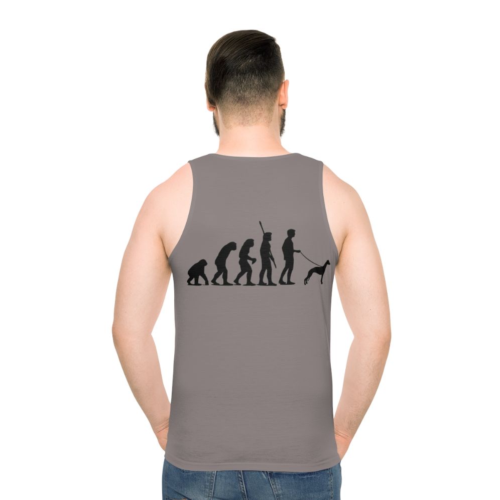 Unisex Tank Top Featuring Dog Breed Evolution Design - men back