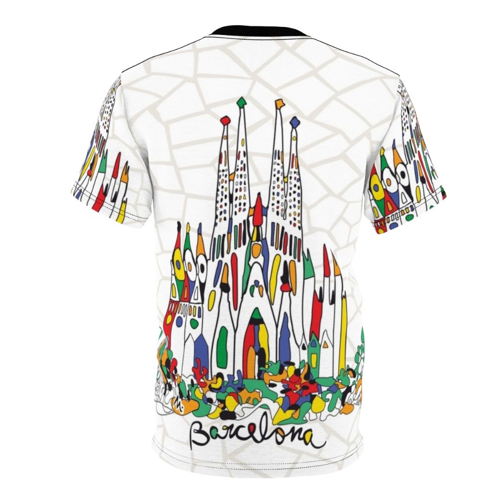 Barcelona Souvenir T-shirt Featuring Trencadis Mosaic Design Inspired by Gaudi's Sagrada Familia - Back