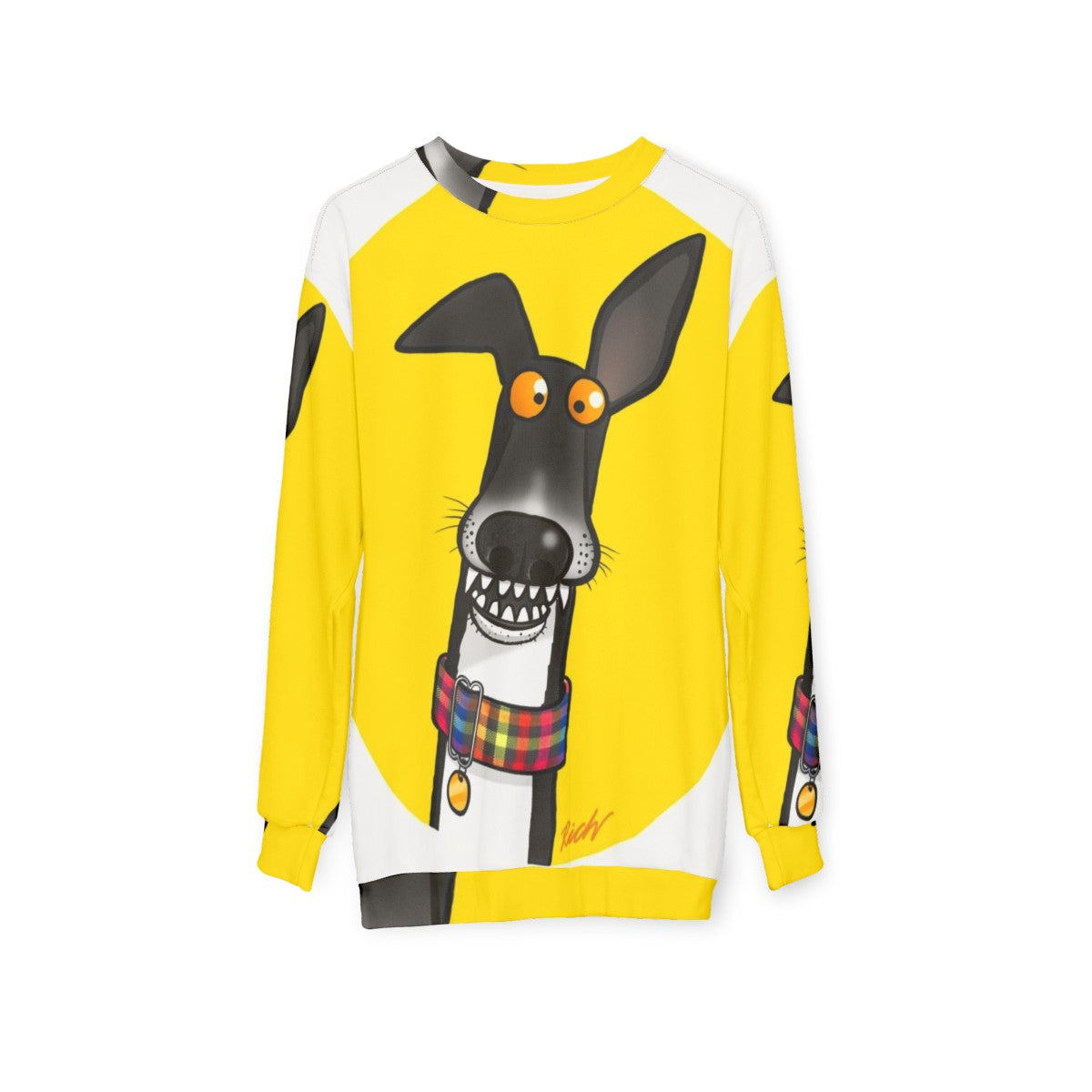 Teefs sweatshirt with cartoon design for greyhounds, lurchers, and whippets - hanging