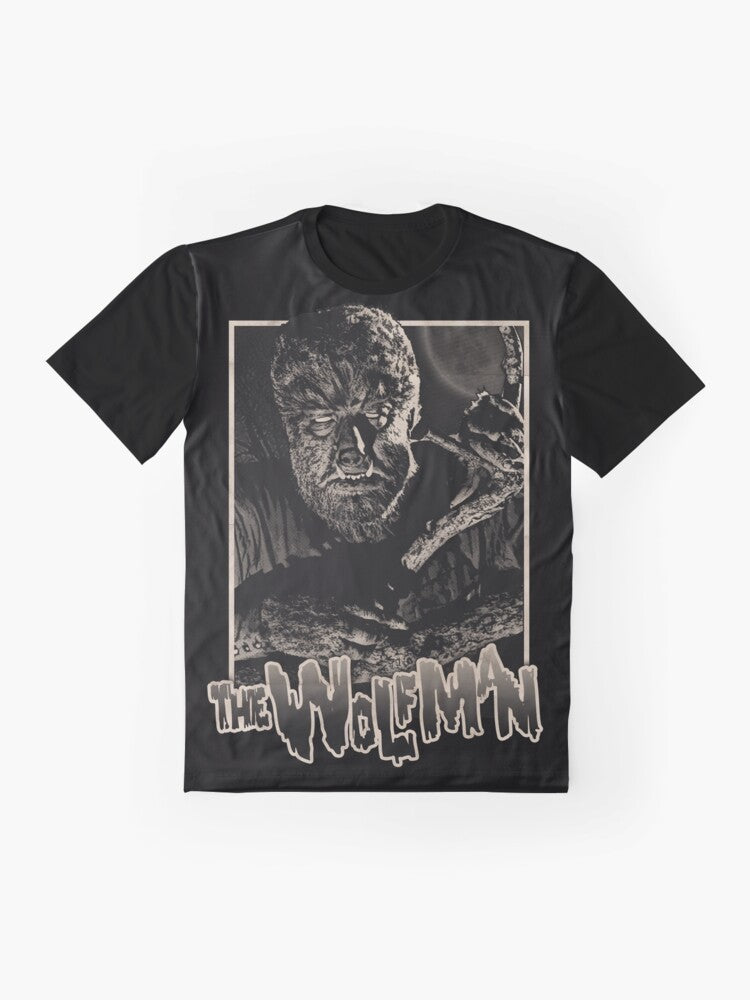 Vintage-style graphic t-shirt featuring the iconic Wolfman character, a classic monster from horror movies. - Flat lay