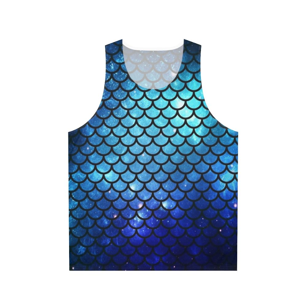 Mermaid-themed unisex tank top with galaxy print and ocean design