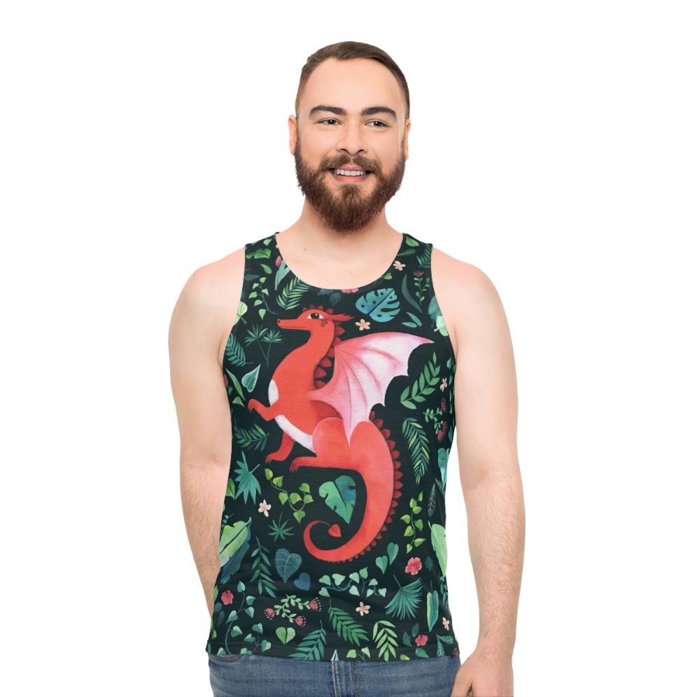 Tropical Dragon Dark Floral Unisex Tank Top - men