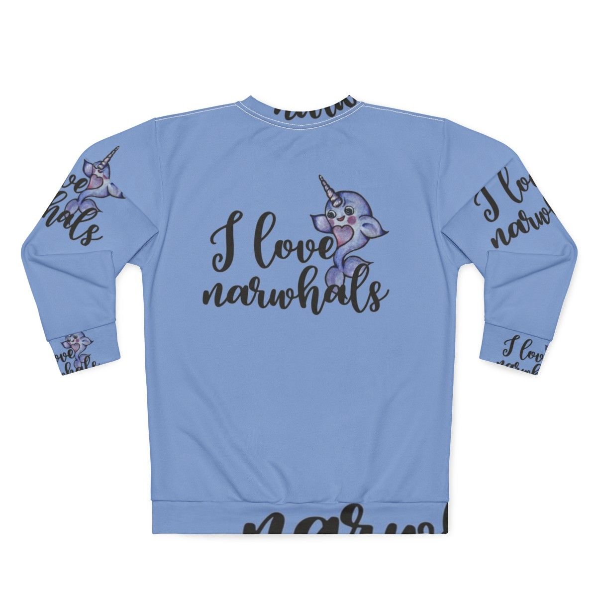 Soft pink and purple sweatshirt with a cute narwhal graphic - Back