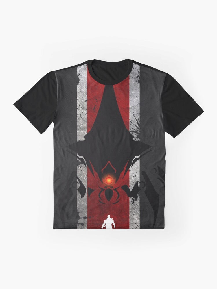 Mass Effect Commander Shepard Communist Graphic T-Shirt - Flat lay