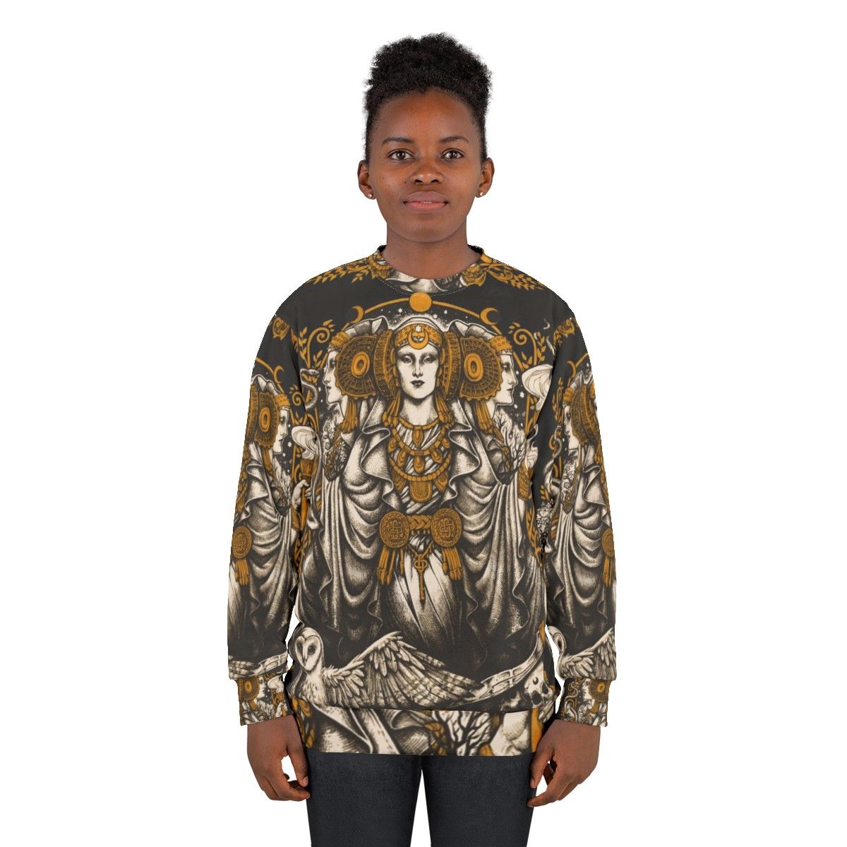 Iberian Hecate Sweatshirt with art nouveau and medusa design - women