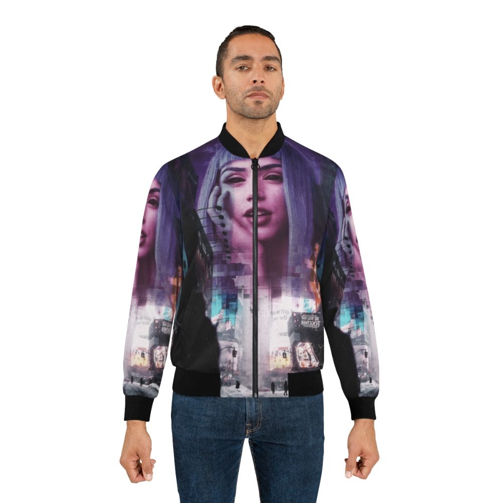 Blade Runner-inspired cyberpunk bomber jacket in a dark, neon-lit city scene - Lifestyle