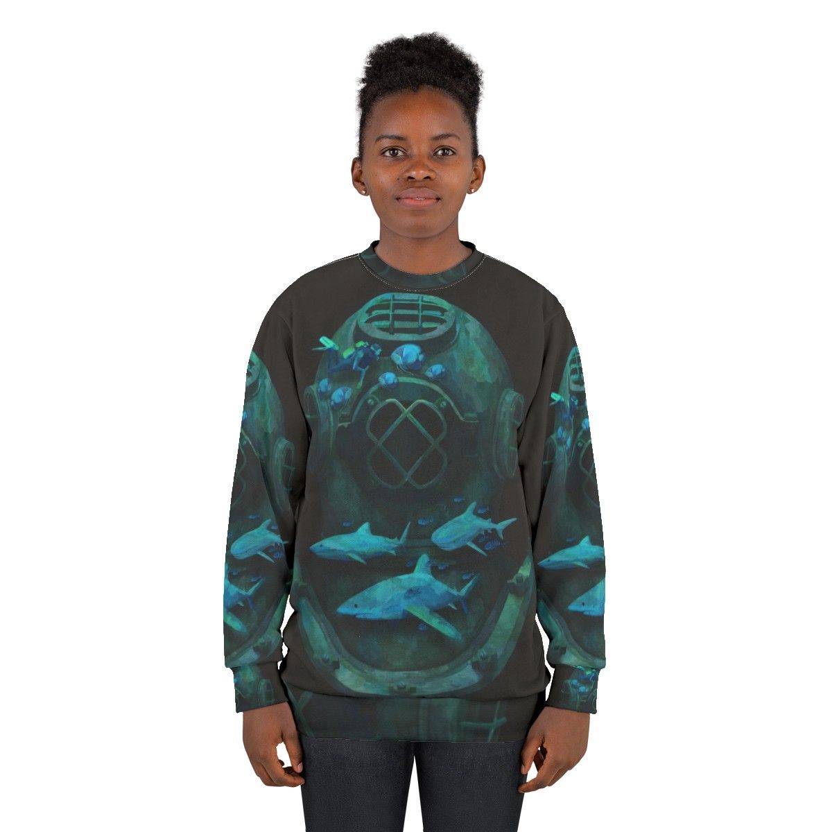 Deep Diving Sweatshirt with Marine Life Design - women