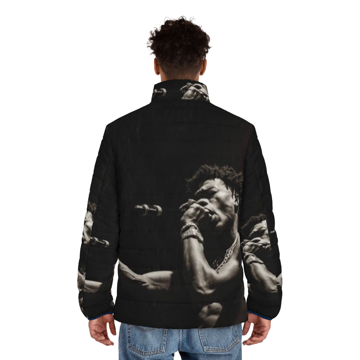 Lil Baby Street Gossip Puffer Jacket, a stylish winter coat for hip hop fans - men back