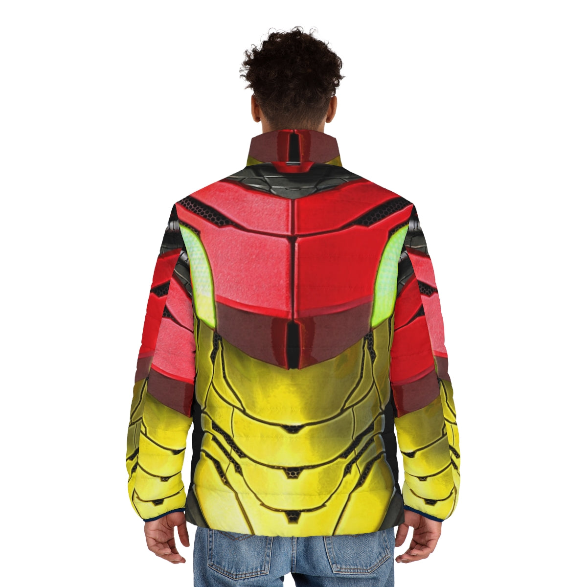 Samus Aran's Varia Suit Puffer Jacket - Metroid Inspired Cosplay Outerwear - men back