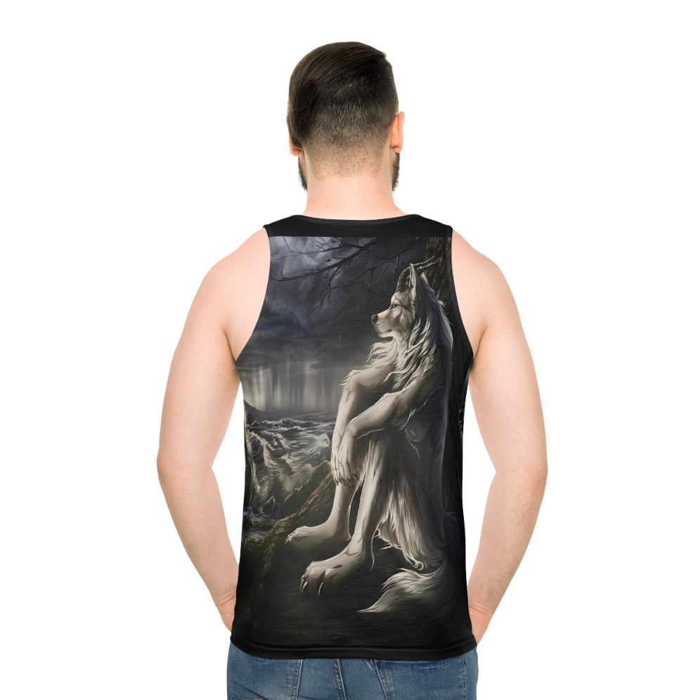 Werewolf meme unisex tank top - men back