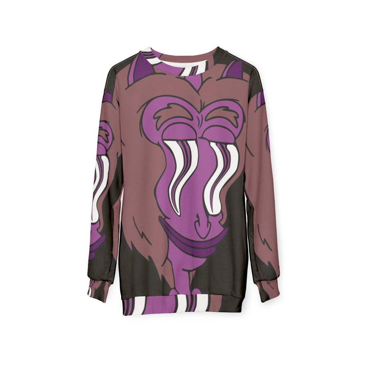 Big Mouth Hormone Monster Sweatshirt featuring the iconic character from the Netflix comedy series - hanging