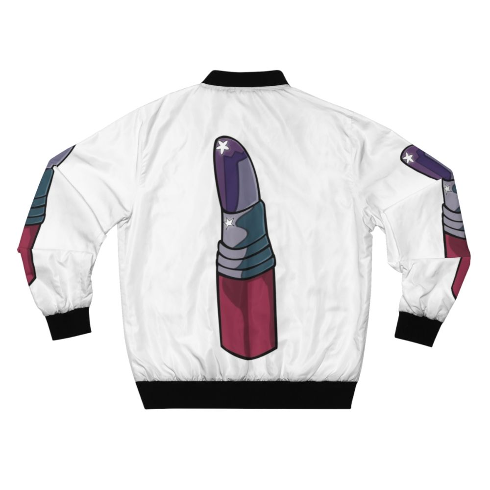 Rocketman-inspired bomber jacket with a lipstick graphic design - Back