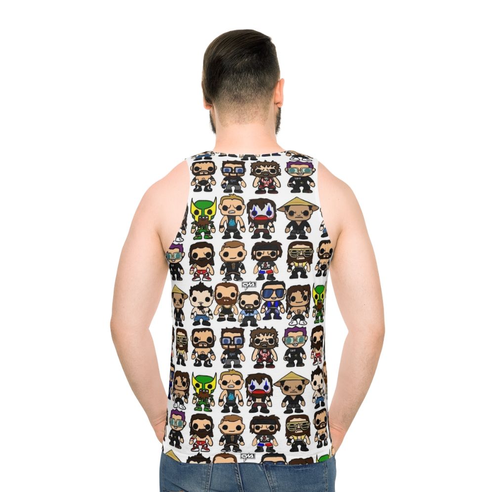 Qwa Vinyl Pop Art Wrestling Unisex Tank Top - men back