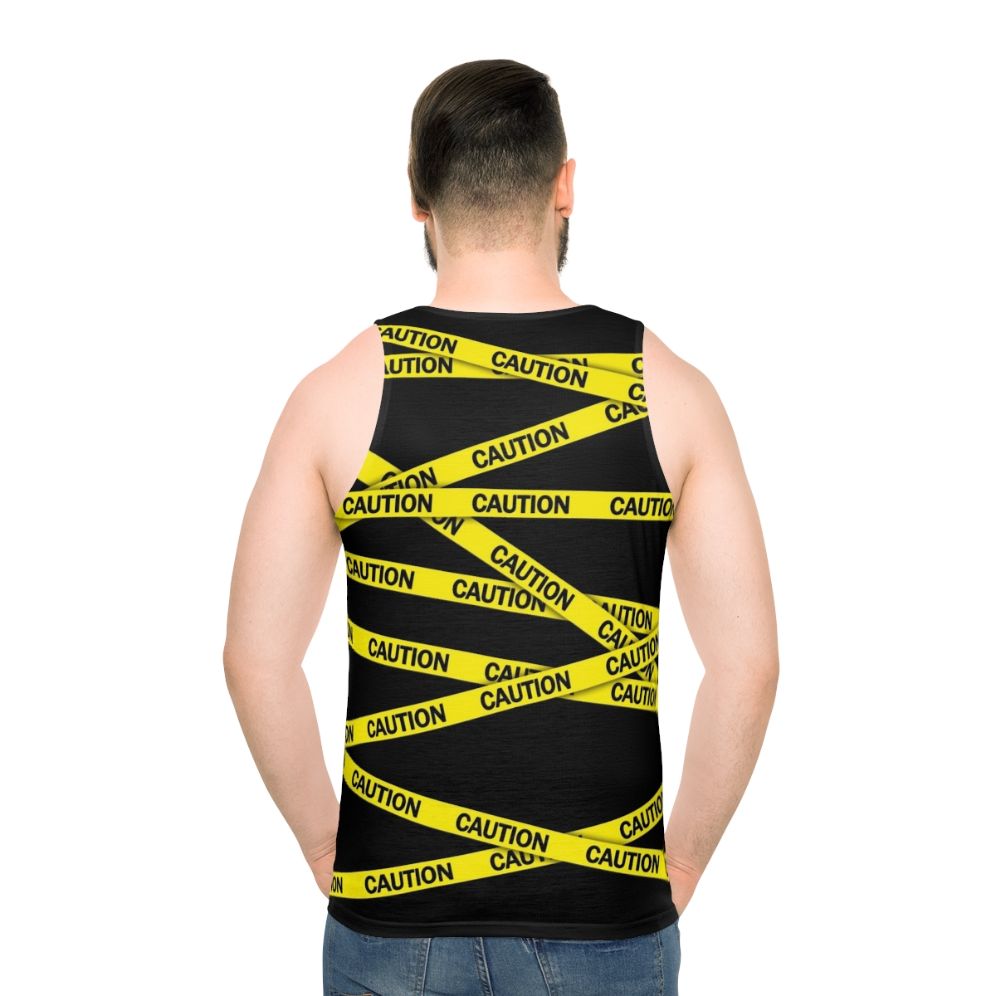 Bright Caution Tape Unisex Tank Top - men back