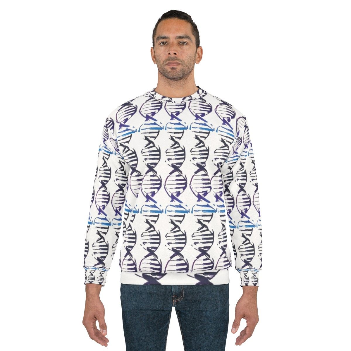 DNA strand silhouette ombre design sweatshirt - men