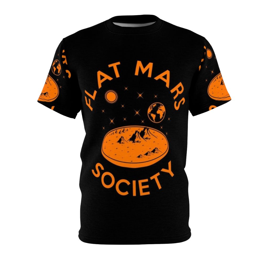 Flat Mars Society T-shirt featuring space, planets, and astronauts