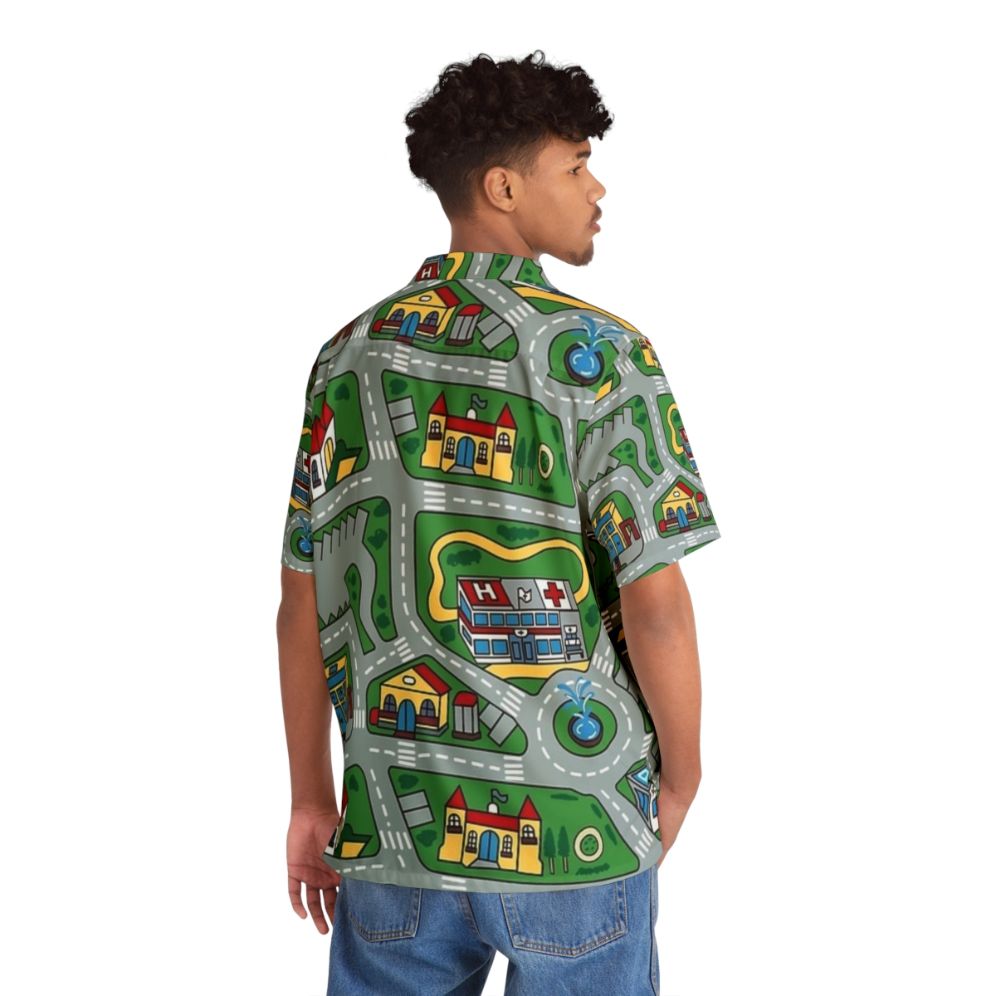 Vibrant street carpet patterned Hawaiian shirt - People Back