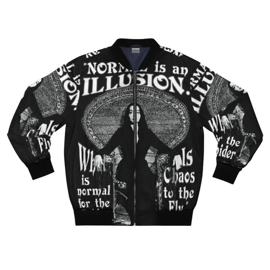 Morticia Addams Inspired Bomber Jacket with Quotes