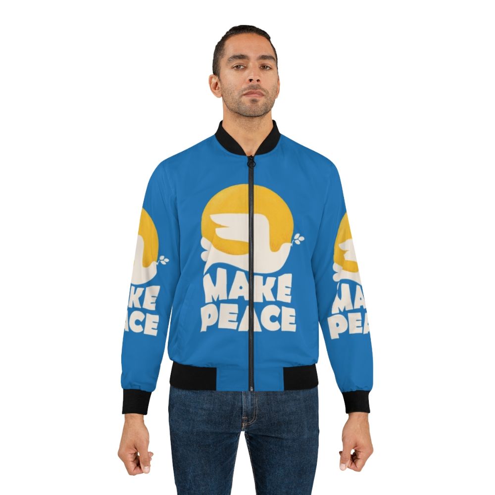 Peace typography bomber jacket with a positive message - Lifestyle