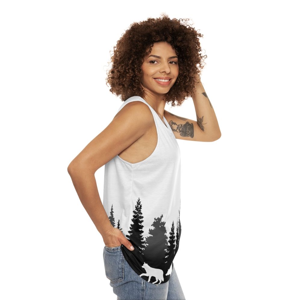 Wolves Unisex Nature Inspired Tank Top - women side