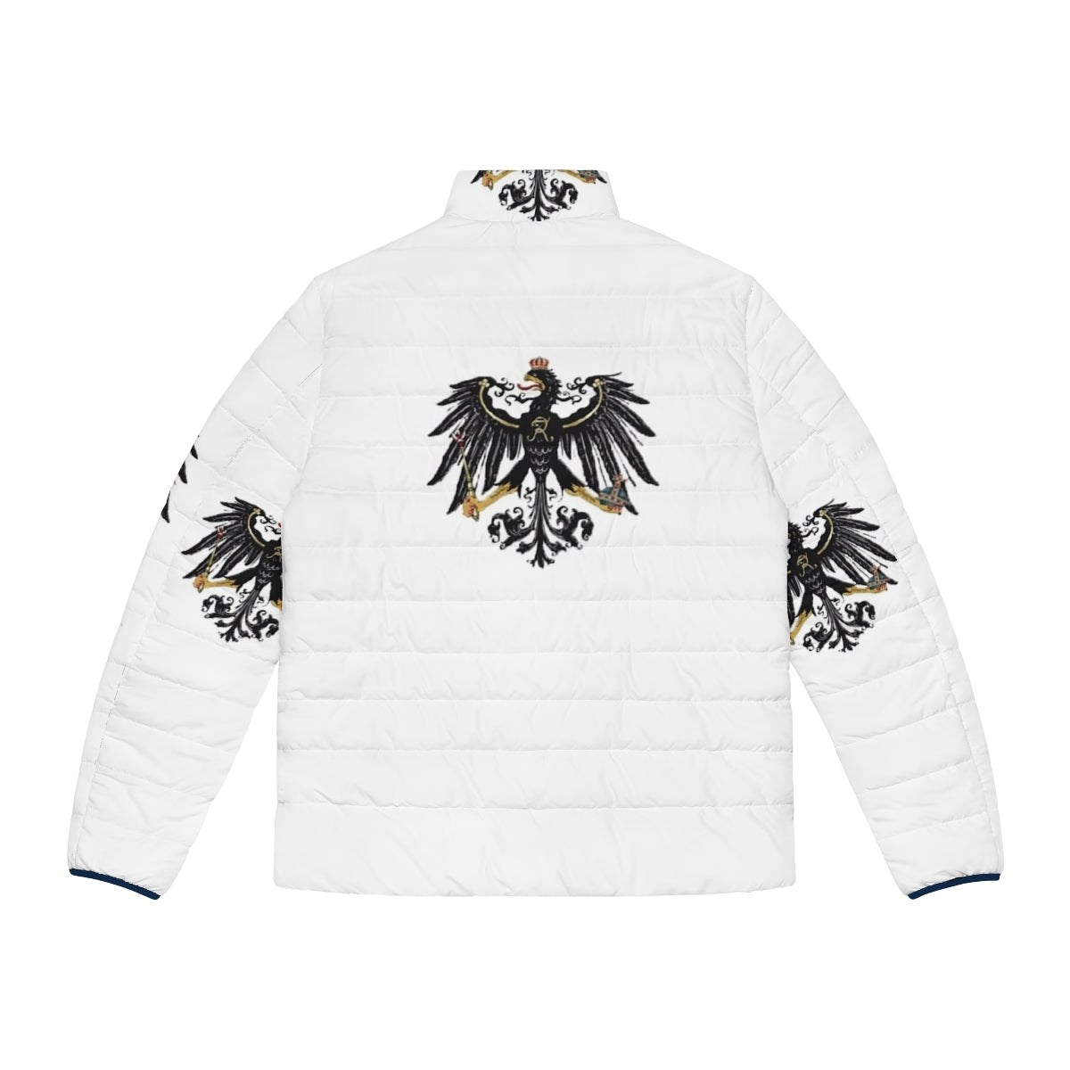 Prussian-inspired puffer jacket with historical emblem and crest - Back