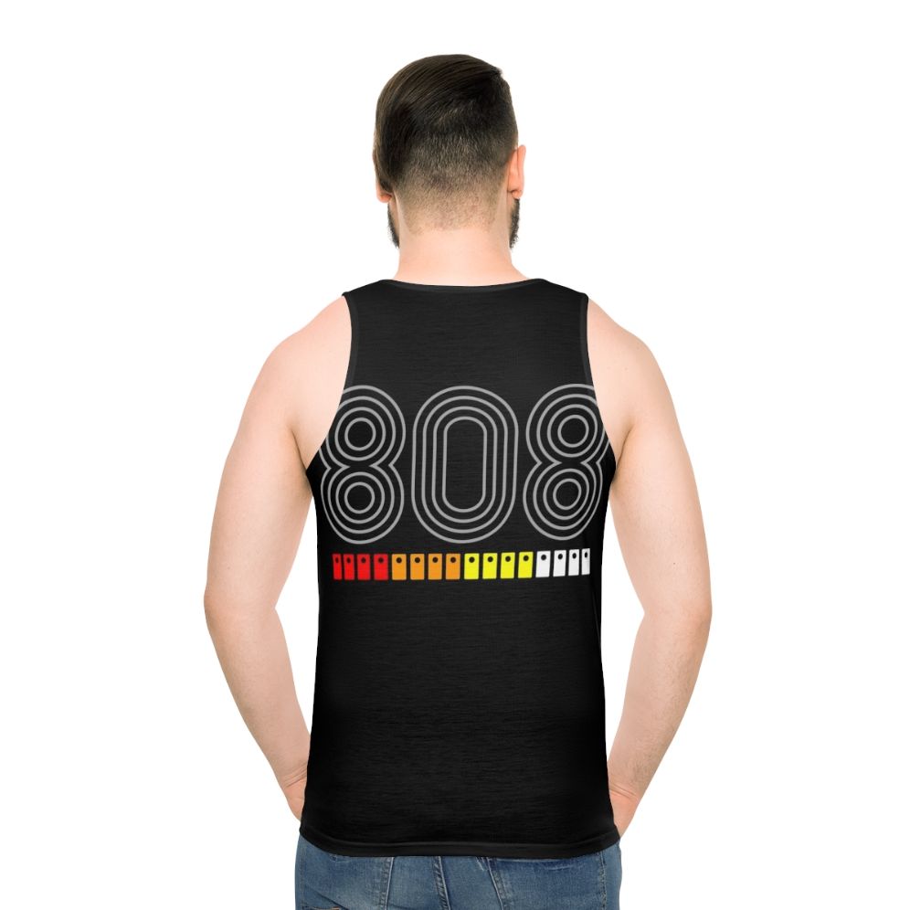 808 Unisex Tank Top with Electronic Music and Dance Inspired Design - men back