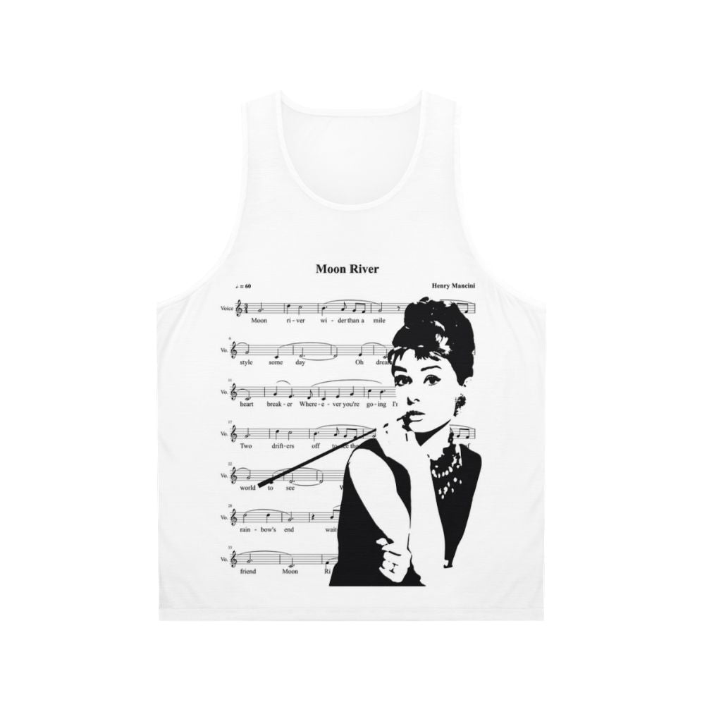 Vintage AOP T-Shirt with Audrey Hepburn and Moon River Motifs