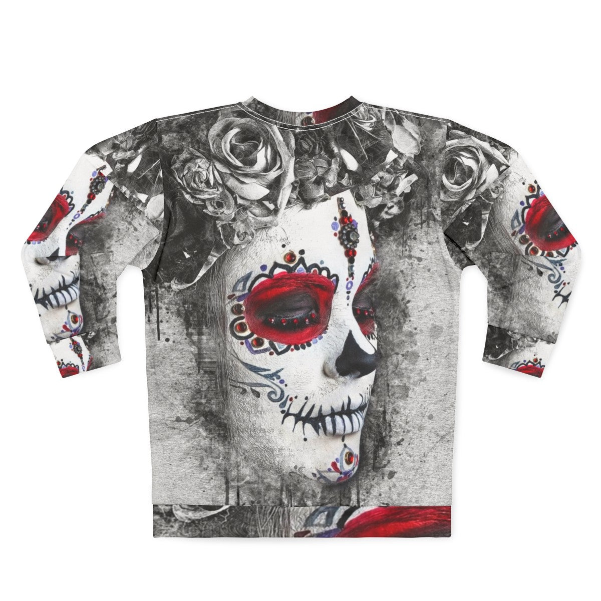 Boho sugar skull watercolor design sweatshirt - Back