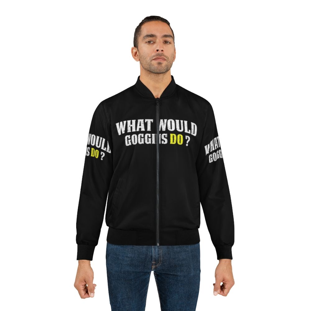 Motivational vintage Goggins bomber jacket with inspirational text - Lifestyle