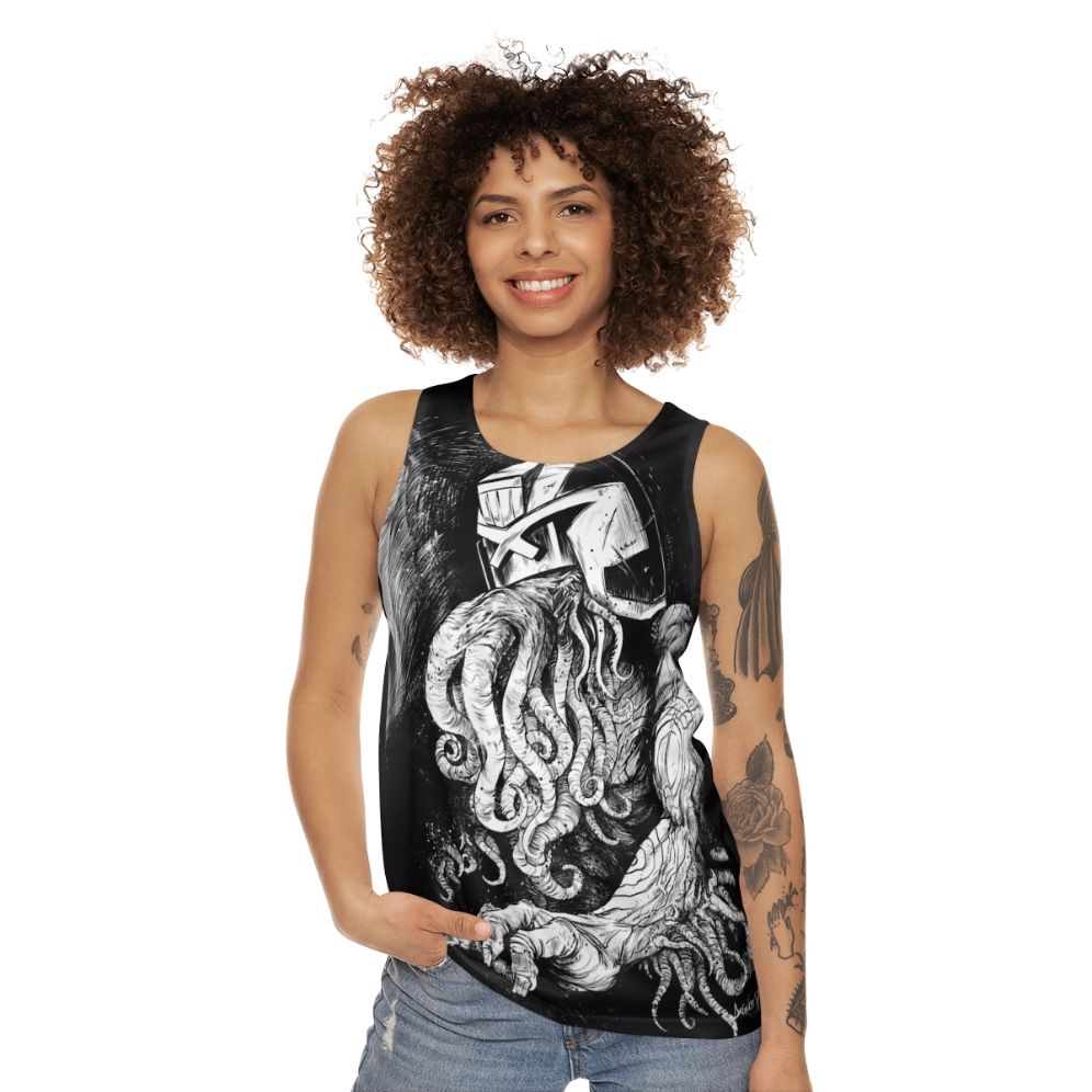 Judge Cthulhu Unisex Ink Graphic Tank Top - women