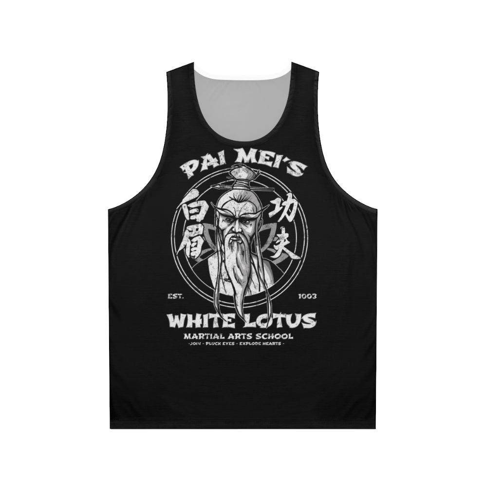 White Lotus Unisex Tank Top with Martial Arts Design