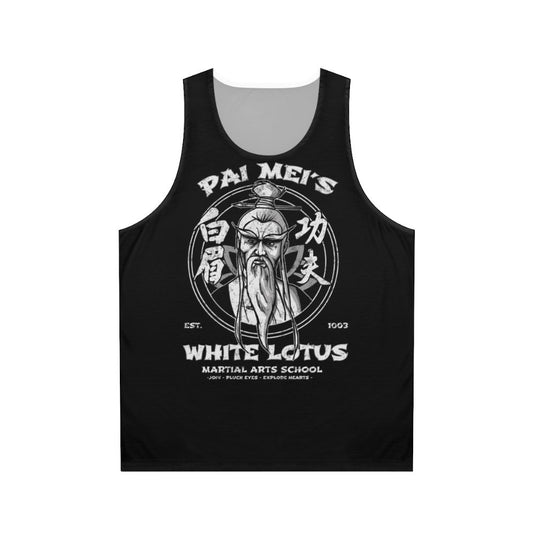 White Lotus Unisex Tank Top with Martial Arts Design