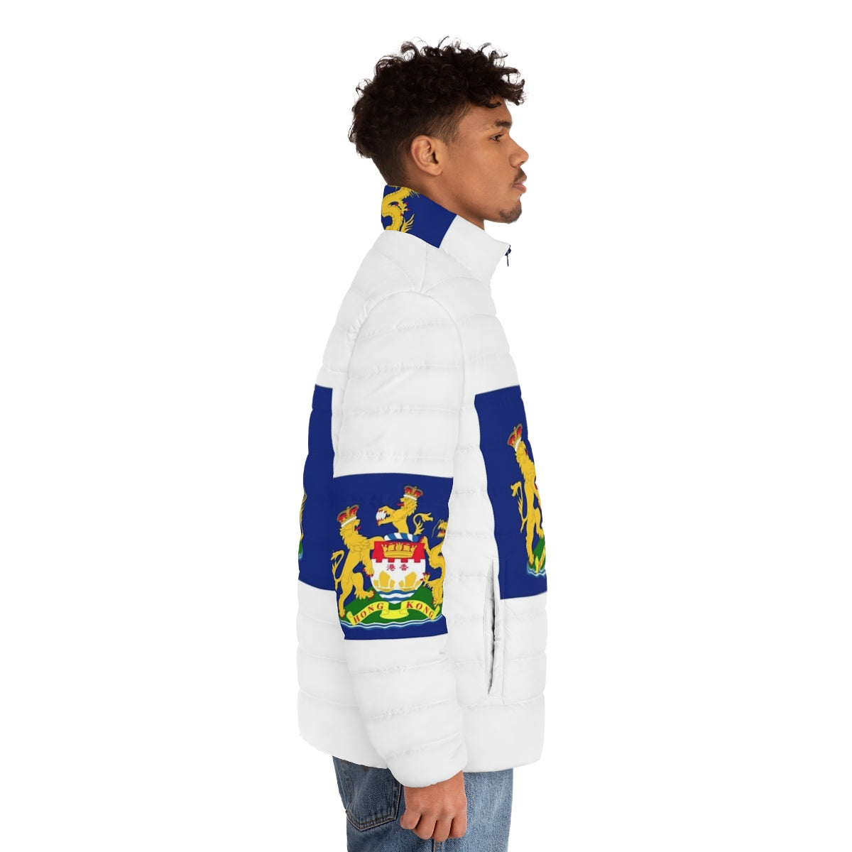 Hong Kong Autonomy Movement Flag Puffer Jacket - men side right