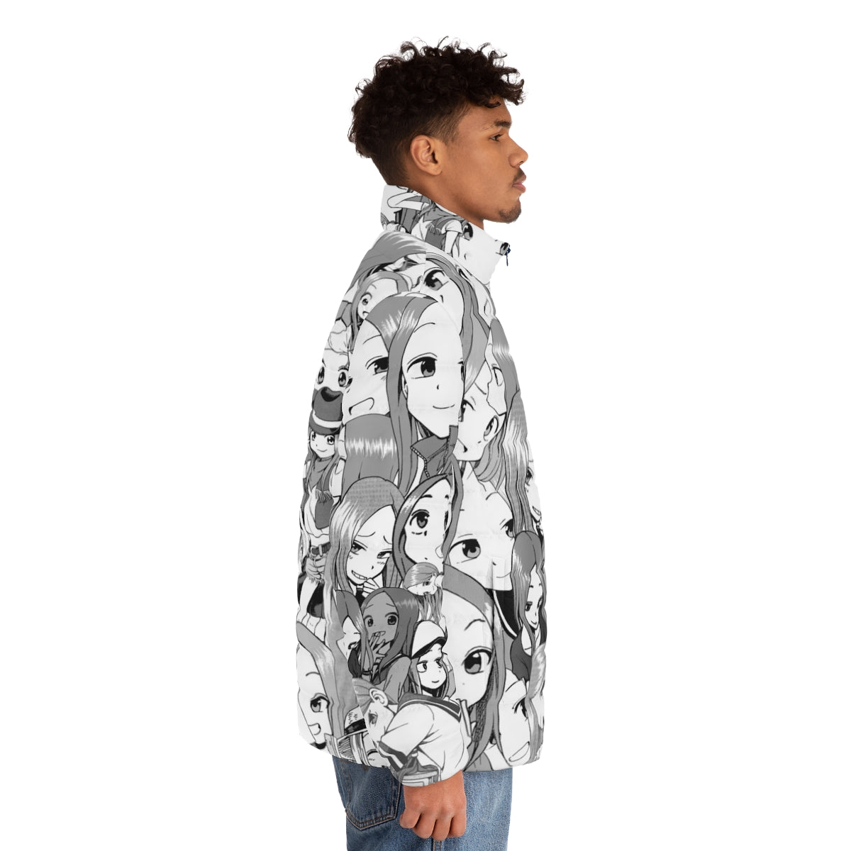 Smug Takagi San Queen Puffer Jacket - Anime Inspired Winter Fashion - men side right