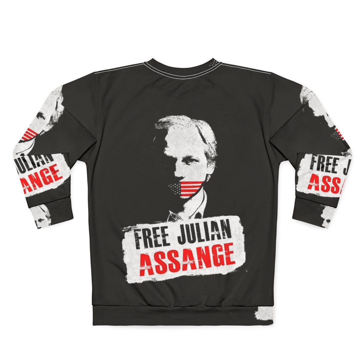 Free Julian Assange Sweatshirt with Wikileaks and Activism Imagery - Back